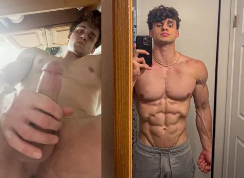 Muscle stud Brett jerks off 2