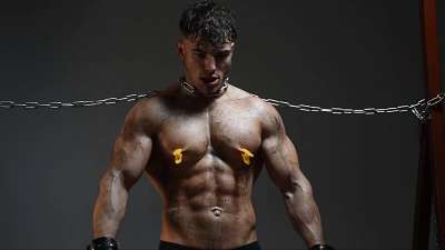 Ronan muscle slave workout nipples and whipping