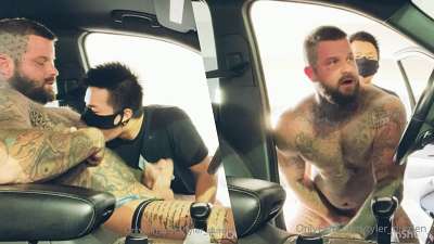 Tyler Durden fucked by Asian bypasser at a carpark